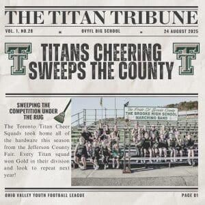 Toronto Titan Cheer Newspaper Christmas Ornament