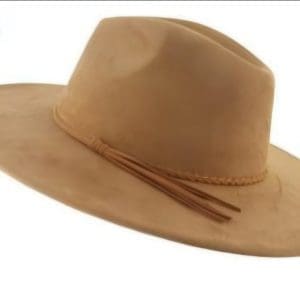 Vegan Suede Wide Brim Western Hat