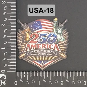 USA-18 🇺🇸 250 Years of America UV Printed Leatherette Patch